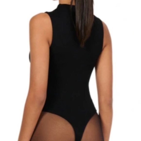NWT Naked Wardrobe Sculpt Black Velvet High Neck Bodysuit - Picture 2 of 4
